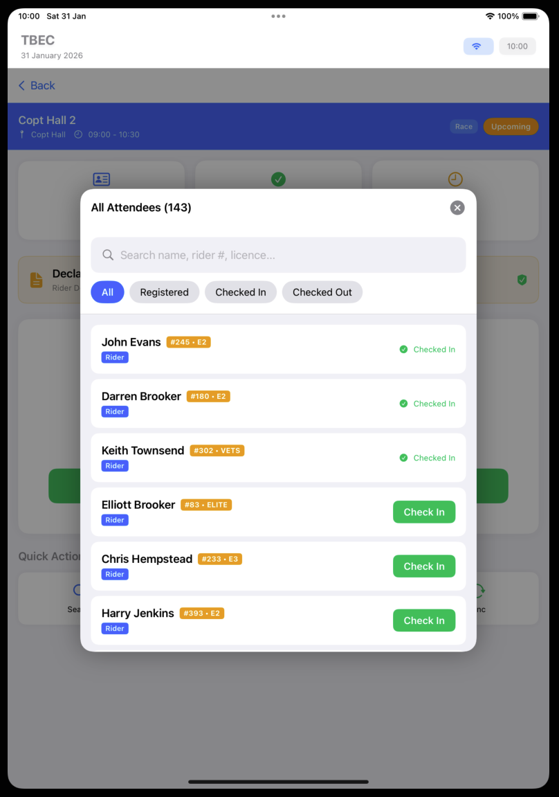 Rider Management Interface
